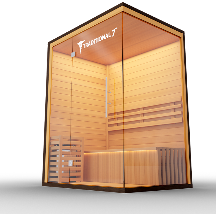 Traditional Indoor Sauna 7 - Glass Front & Left Wall