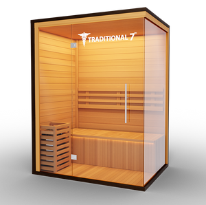 Traditional Indoor Sauna 7 - Glass Front & Left Wall - view 3