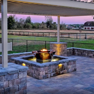 60″ Square Fire and Water Fountain – 4 Way Spill - view 4
