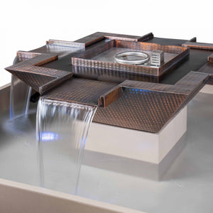 60″ Square Fire and Water Fountain – 4 Way Spill - view 3