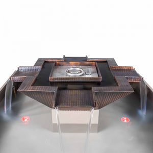 60″ Square Fire and Water Fountain – 4 Way Spill - view 2